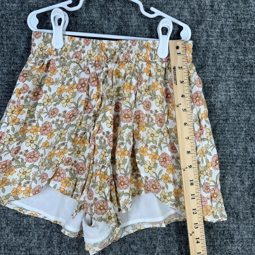 Hollister Ultra High Rise Floral Shorts Flowy Boho Festival Yellow XXS‎ Womens